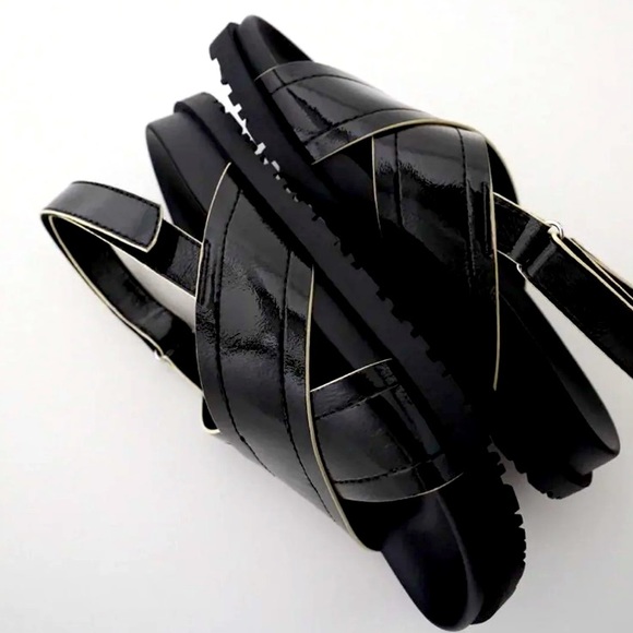 ZARA CROSS STRAP FLAT SANDALS TRF Cross Velcro Dad Sandal no tag 42 final - Picture 7 of 15